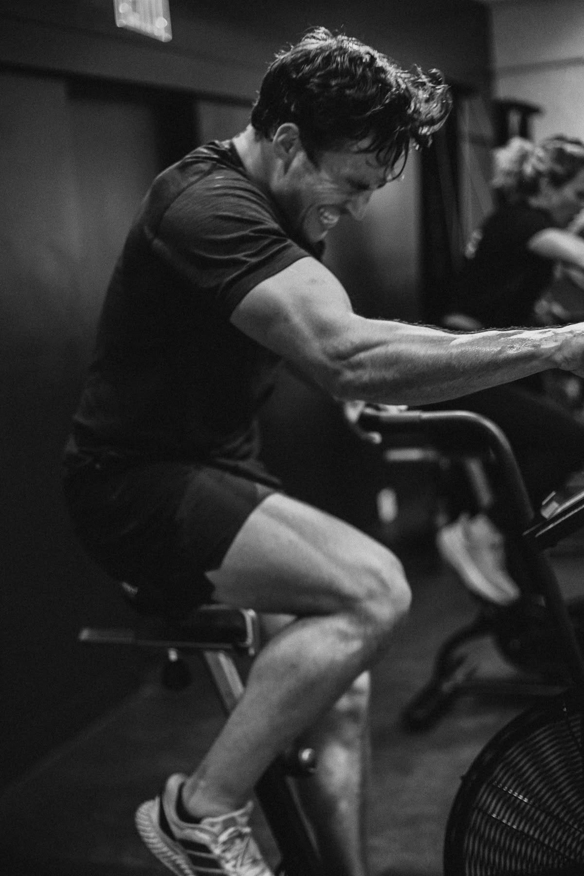 Athlete grinding on the bike